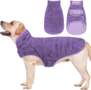 Malier Reversible Fleece Dog Coat, Windproof & Warm, Perfect for Cold Weather & Snow, Available in Purple for Small to Large Dogs
