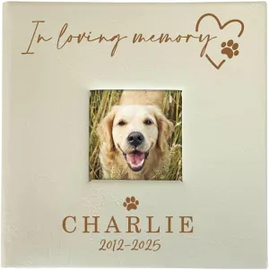 Personalized Pet Memorial Photo Album, Holds 200 4" x 6" Photos, Engraved In Loving Memory Pet Leatherette Picture Album, Cat Memorial, Loss of Dog Gift, Dog Sympathy Gift