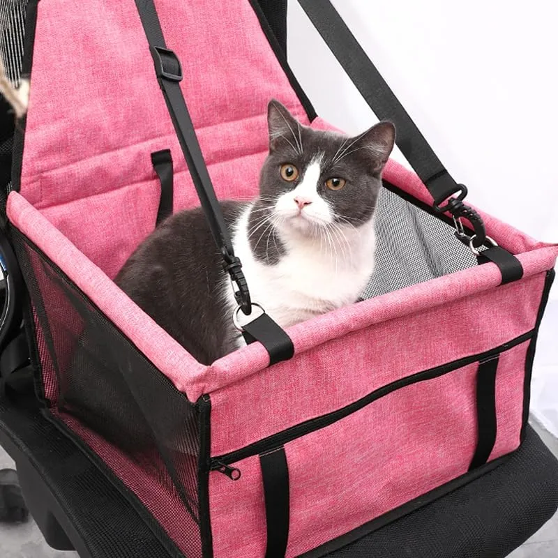 Pet car Seats Small Dogs,Dog Car Seats for Small Medium Dogs & Cats,Portable Puppy/Pet Car Booster Seat with Clip-On Leash and Mesh Window for Pet Up to 12 lbs (Black, Small)