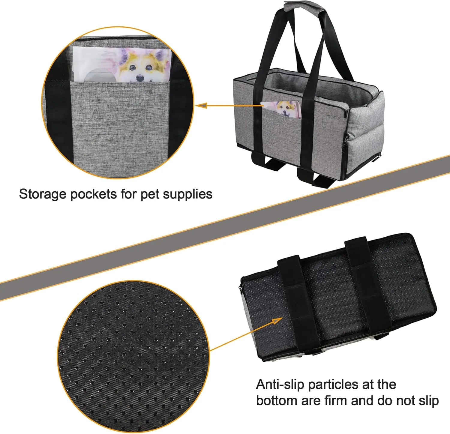 Pet Safety Booster Seat for Cats and Small Dogs, Puppy Seat Pet Basket up to 13lbs, Removable/Washable/Adjustable Straps