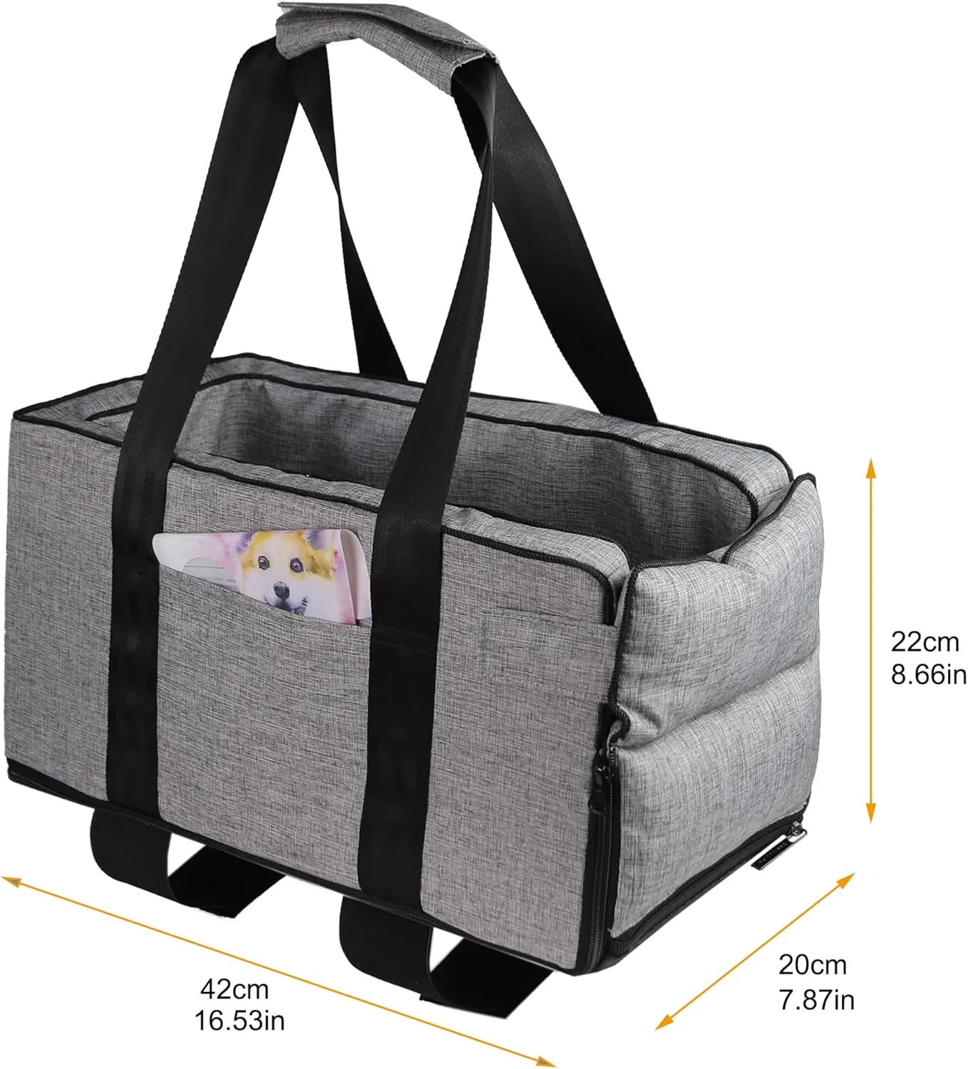 Pet Safety Booster Seat for Cats and Small Dogs, Puppy Seat Pet Basket up to 13lbs, Removable/Washable/Adjustable Straps