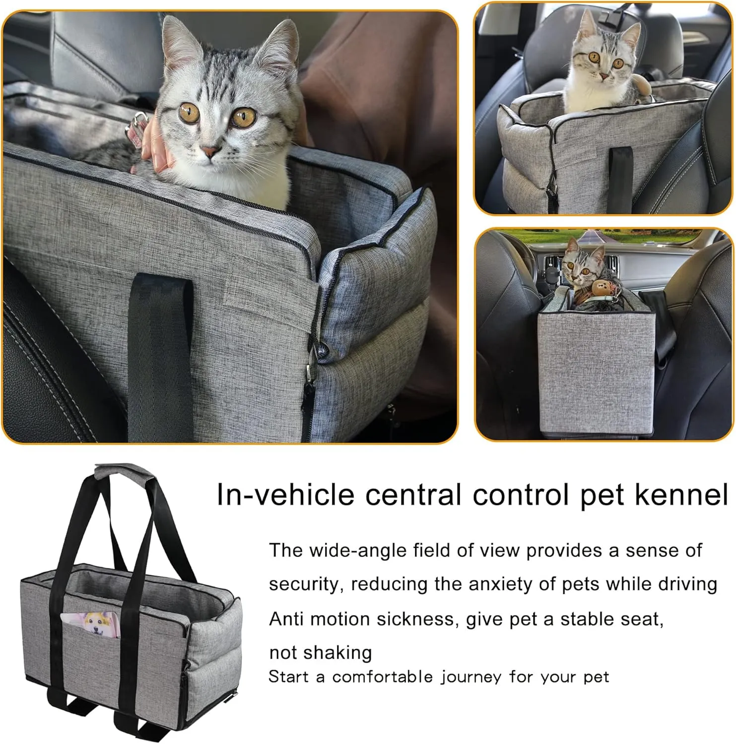 Pet Safety Booster Seat for Cats and Small Dogs, Puppy Seat Pet Basket up to 13lbs, Removable/Washable/Adjustable Straps