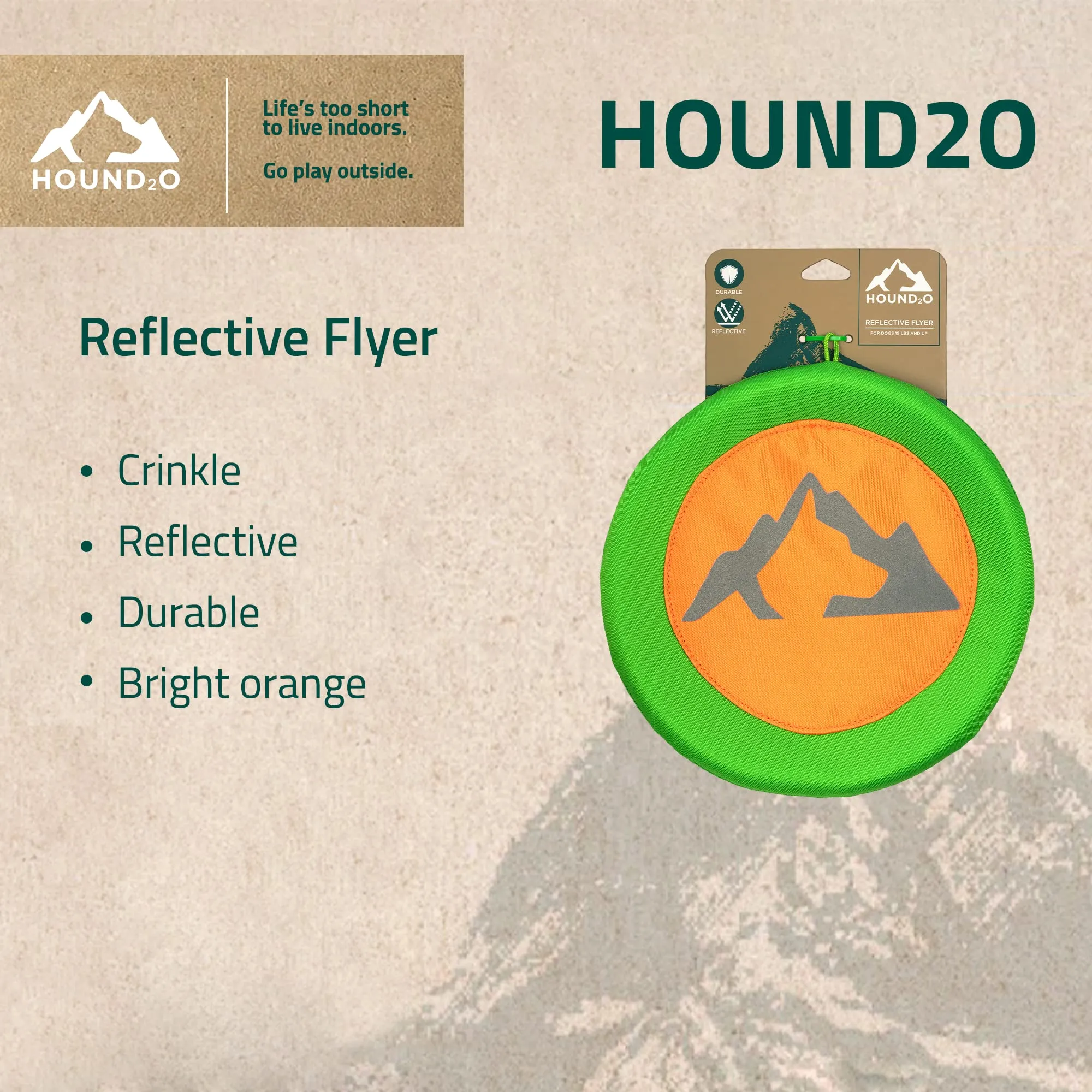 Playology Hound2O Reflective Flyer Frisbee Fetch Nylon Dog Toy - Orange