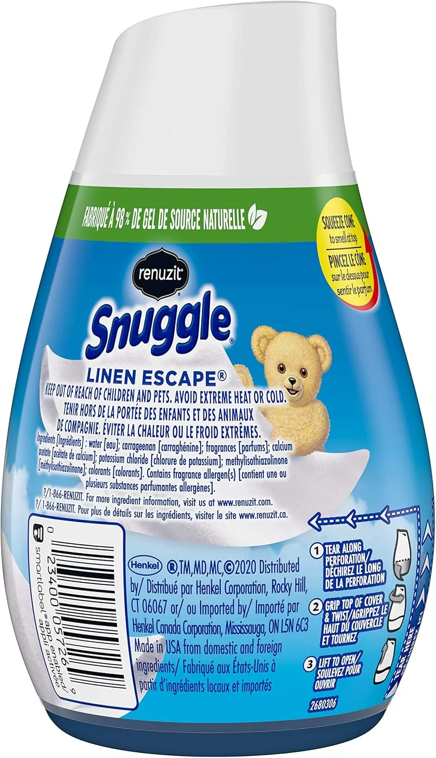 Renuzit Snuggle Linen Escape Adjustable Air Freshener, 7oz Cone (Pack of 12)