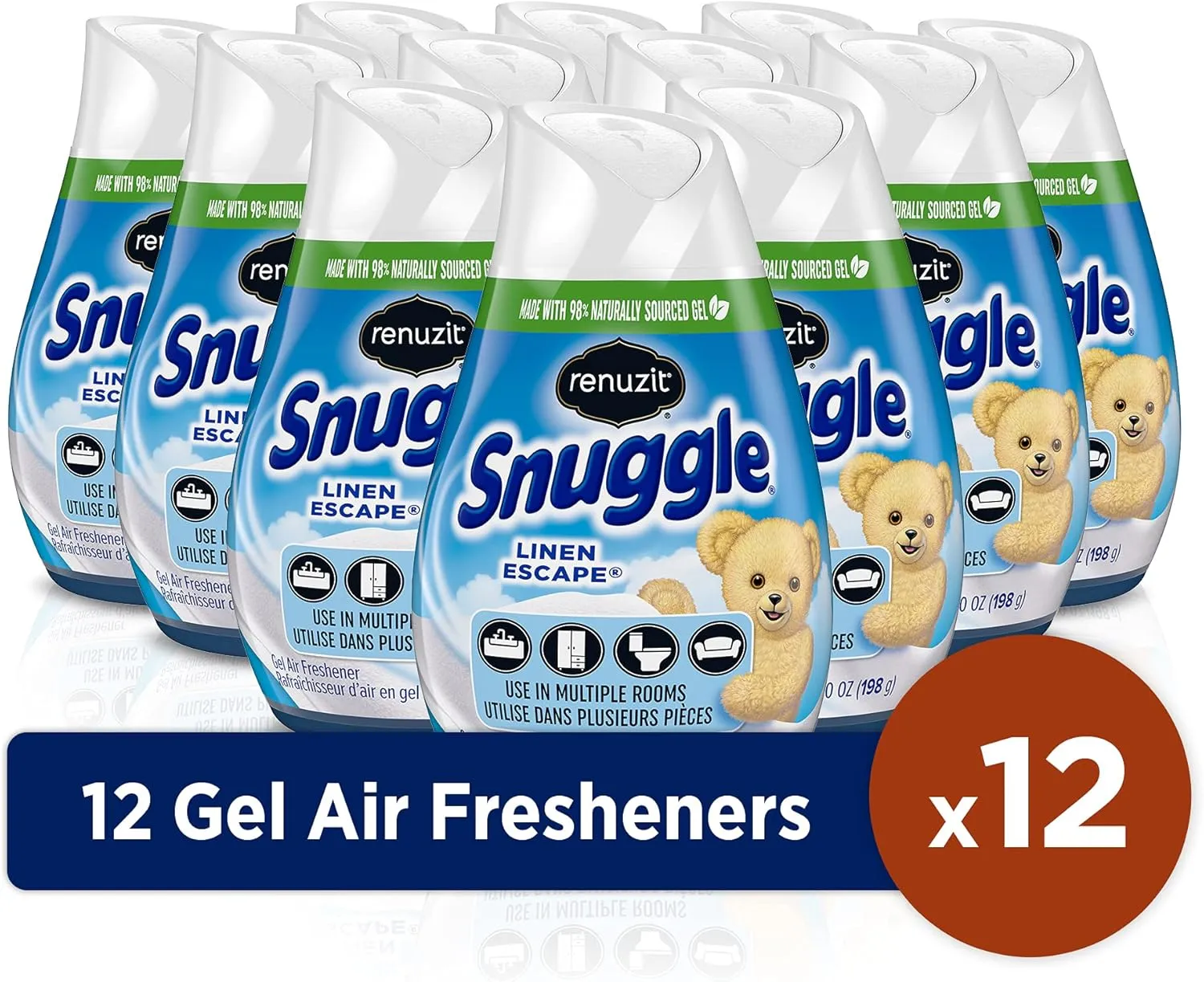 Renuzit Snuggle Linen Escape Adjustable Air Freshener, 7oz Cone (Pack of 12)
