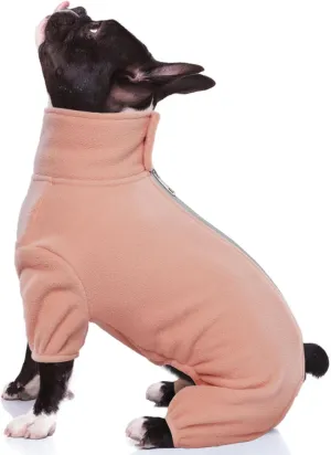 ROZKITCH Dog Winter Coat Soft Fleece Pajamas, Pet Windproof Reflective Cold Weather Warm Jacket Vest with Leash Hole Cozy Onesie Jumpsuit Apparel Outfit Clothes for Small Medium Large Dog Pink M