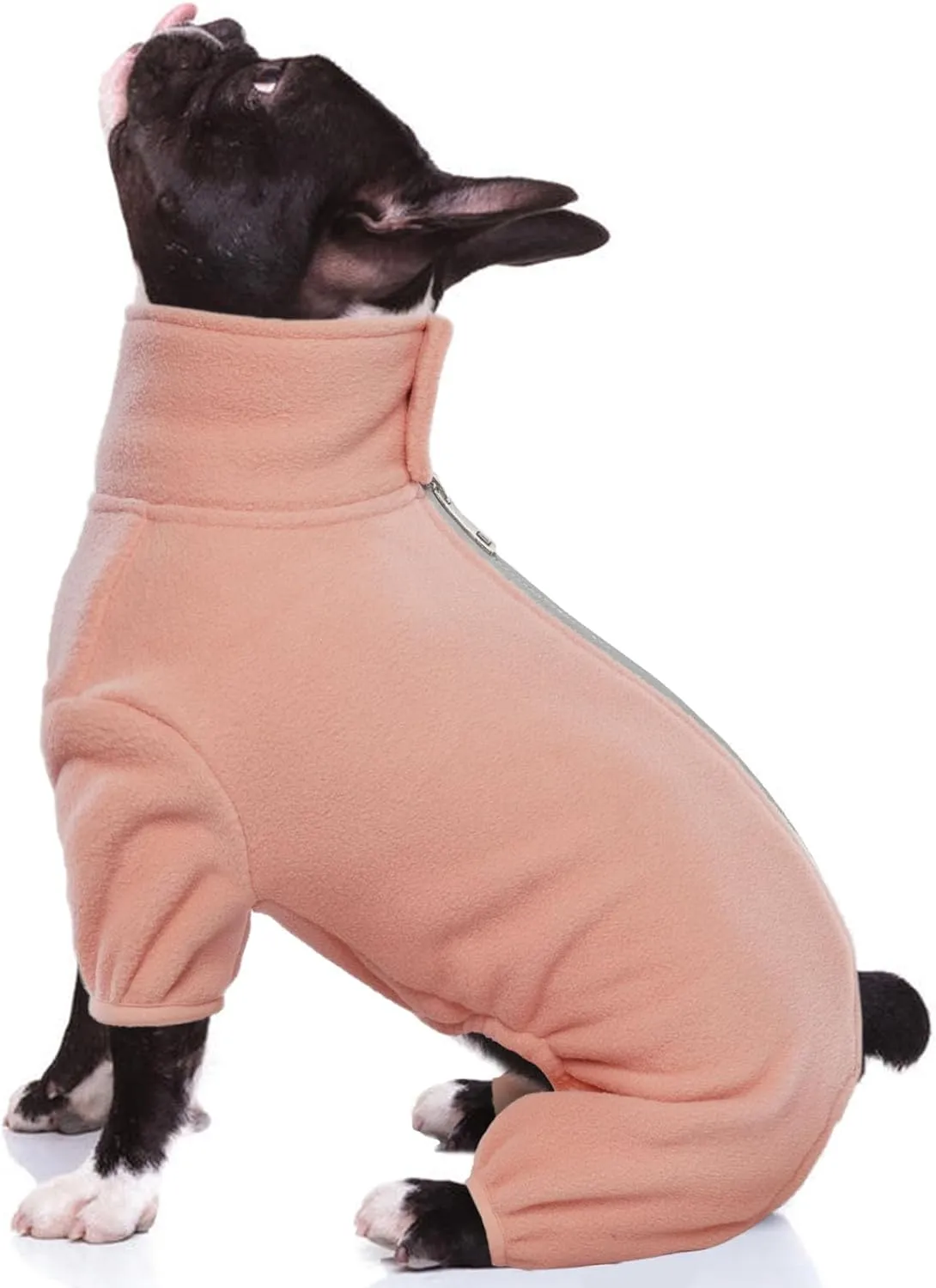 ROZKITCH Dog Winter Coat Soft Fleece Pajamas, Pet Windproof Reflective Cold Weather Warm Jacket Vest with Leash Hole Cozy Onesie Jumpsuit Apparel Outfit Clothes for Small Medium Large Dog Pink M