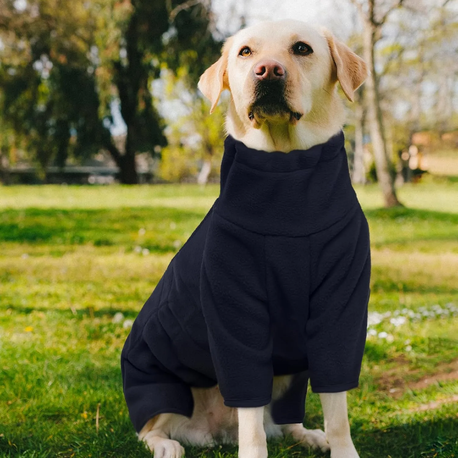 ROZKITCH Dog Winter Coat Soft Fleece Pullover Pajamas, Pet Windproof Warm Cold Weather Jacket Vest Cozy Jumpsuit Apparel Outfit Clothes for Small Medium Large Dog Walking Hiking Sleep Blue M