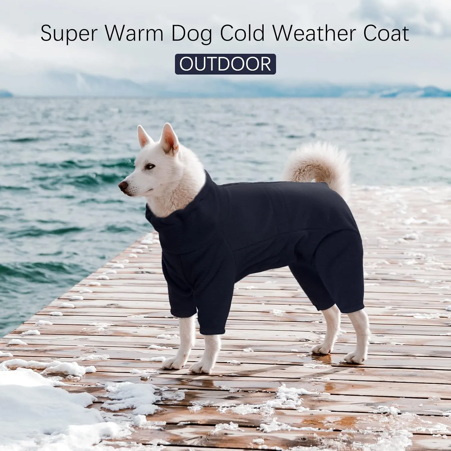 ROZKITCH Dog Winter Coat Soft Fleece Pullover Pajamas, Pet Windproof Warm Cold Weather Jacket Vest Cozy Jumpsuit Apparel Outfit Clothes for Small Medium Large Dog Walking Hiking Sleep Blue M