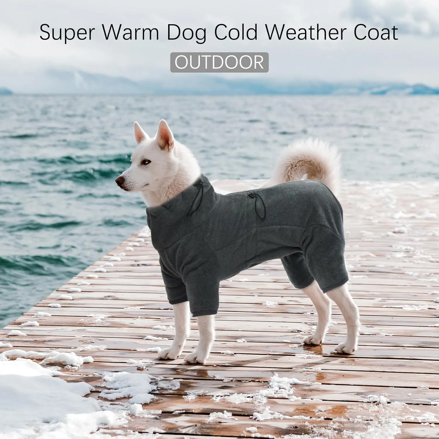 ROZKITCH Dog Winter Coat Soft Fleece Pullover Pajamas, Pet Windproof Warm Cold Weather Jacket Vest Cozy Jumpsuit Apparel Outfit Clothes for Small Medium Large Dog Walking Hiking Sleep Grey M