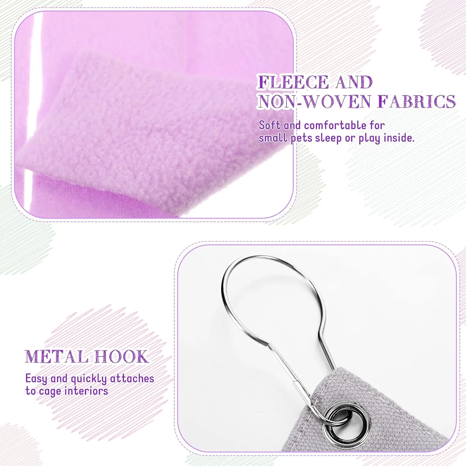 Shappy 2 Pcs Guinea Pig Hideout Hideaway Corner Fleece Toys Cage Accessories Cute Ferret Hammock for Ferrets Chinchillas Hedgehogs Small Pets(Grey with Pink, Grey with Purple, Heart-Shape)