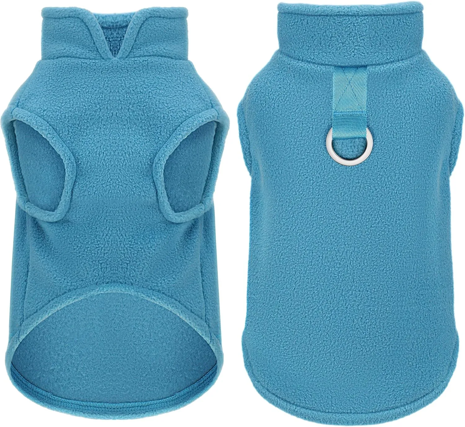 Sleeveless Pullover Fleece Vest for Small Dogs: Cozy Polyester Dog Jacket, Tank Top Sweater with Leash Ring and Armholes C Soft, Warm, and Easy-to-Wear Design for Everyday Comfort Lake Blue L