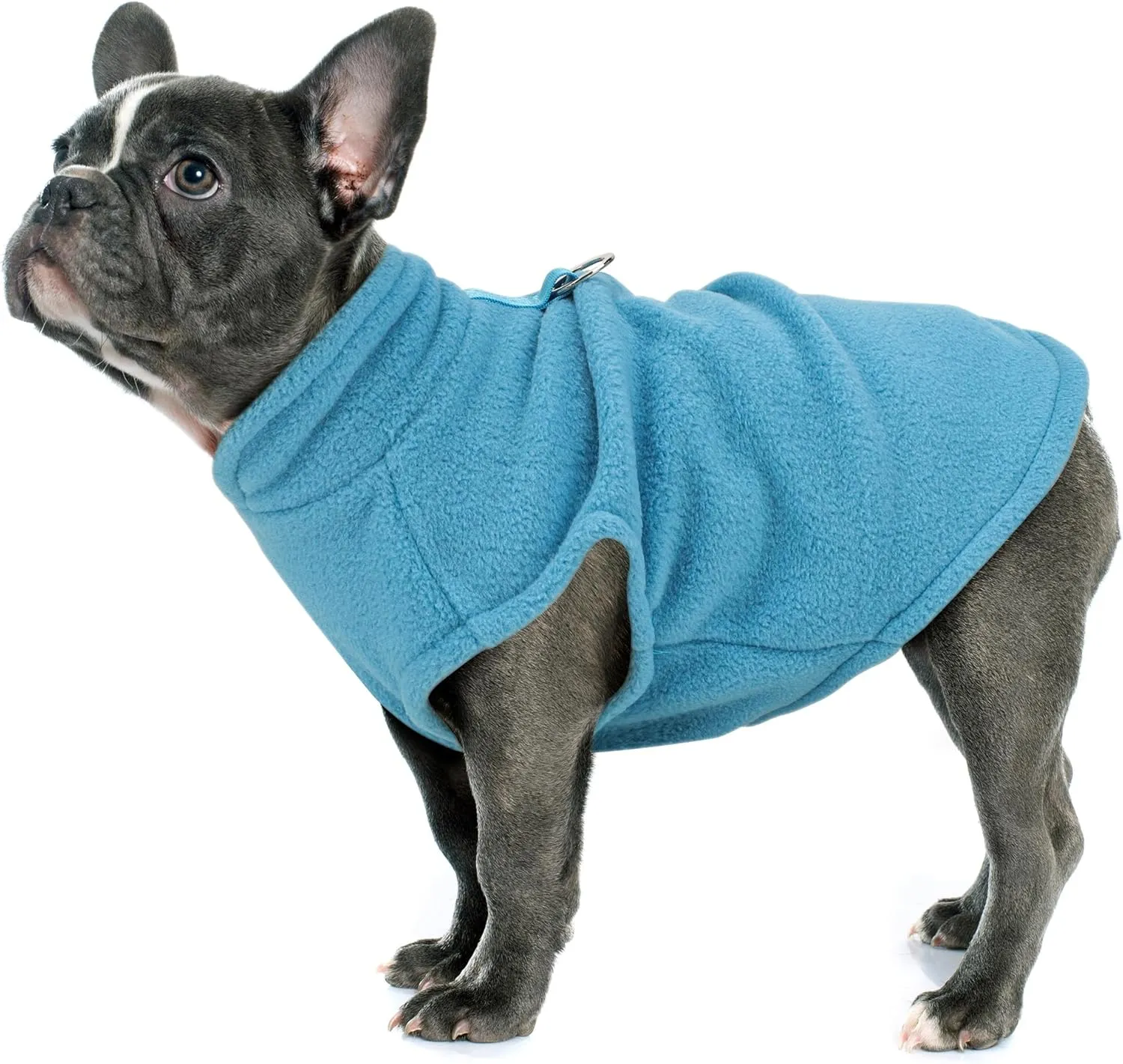 Sleeveless Pullover Fleece Vest for Small Dogs: Cozy Polyester Dog Jacket, Tank Top Sweater with Leash Ring and Armholes C Soft, Warm, and Easy-to-Wear Design for Everyday Comfort Lake Blue L
