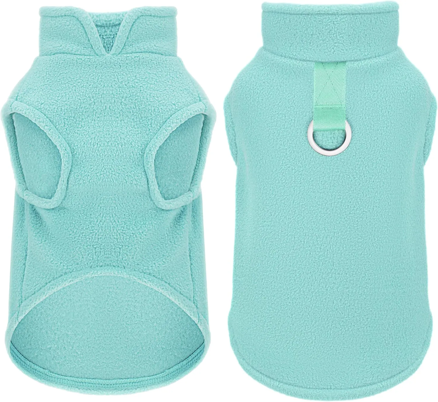 Sleeveless Pullover Fleece Vest for Small Dogs: Cozy Polyester Dog Jacket, Tank Top Sweater with Leash Ring and Armholes C Soft, Warm, and Easy-to-Wear Design for Everyday Comfort Turquoise L