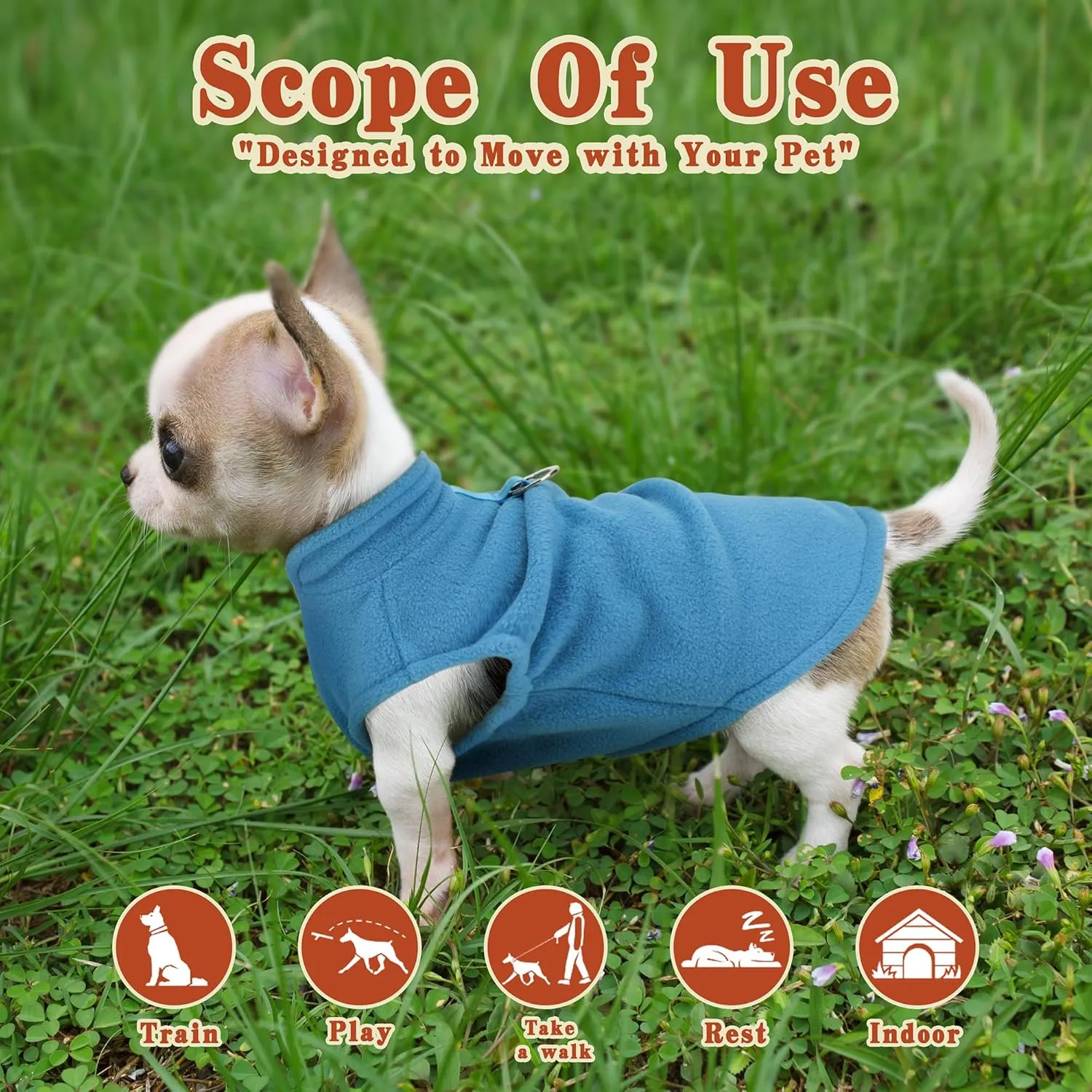 Sleeveless Pullover Fleece Vest for Small Dogs: Cozy Polyester Dog Jacket, Tank Top Sweater with Leash Ring and Armholes C Soft, Warm, and Easy-to-Wear Design for Everyday Comfort Turquoise L