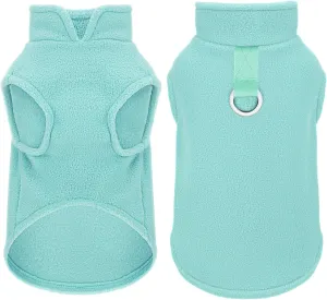 Sleeveless Pullover Fleece Vest for Small Dogs: Cozy Polyester Dog Jacket, Tank Top Sweater with Leash Ring and Armholes C Soft, Warm, and Easy-to-Wear Design for Everyday Comfort Turquoise L