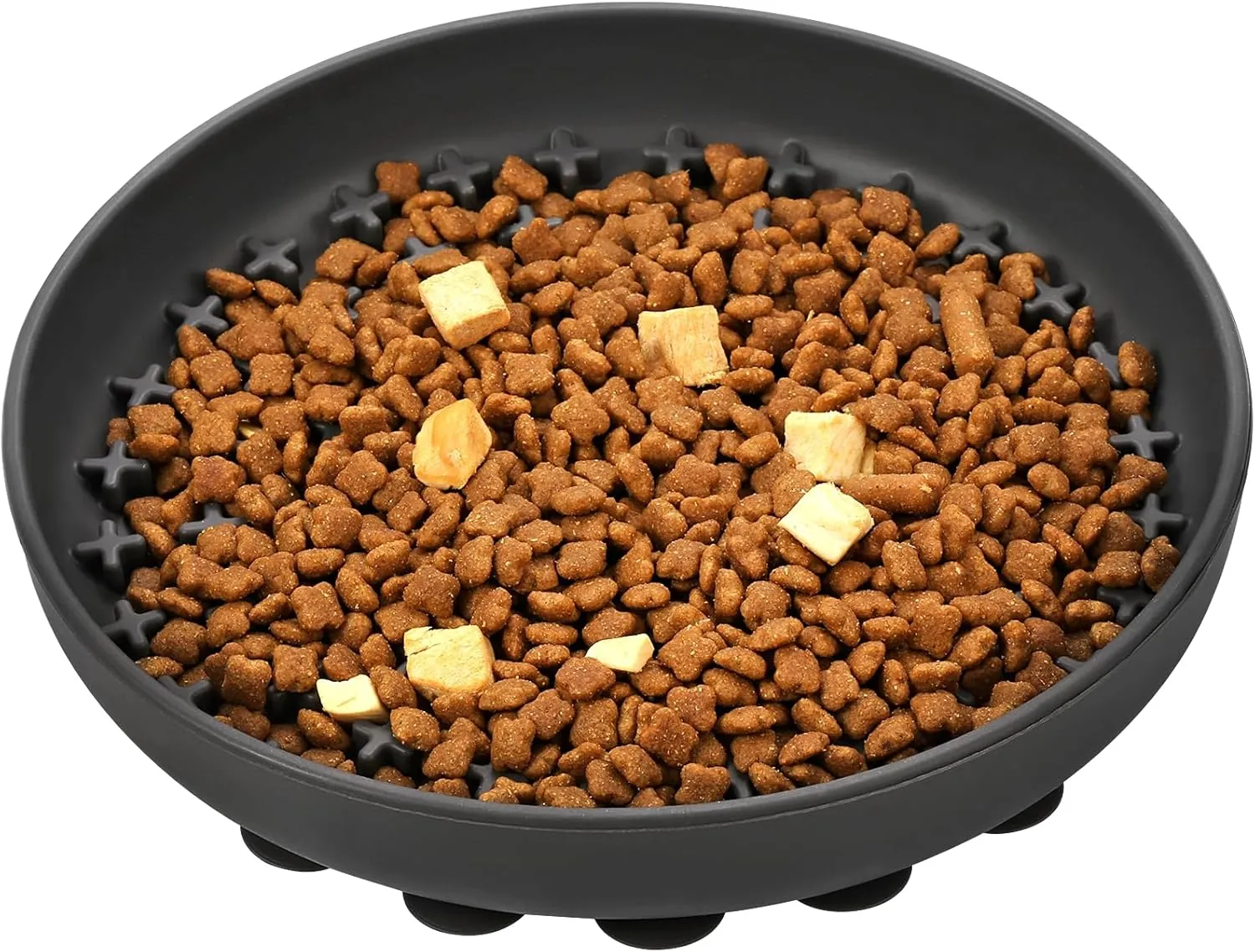 Slow Feeder,Cat Dog Help Slow Down Eating Speed Soft Silicone Rubber Cute Slow Feeder for Puppy/Cat/Dog (Small, Grey)