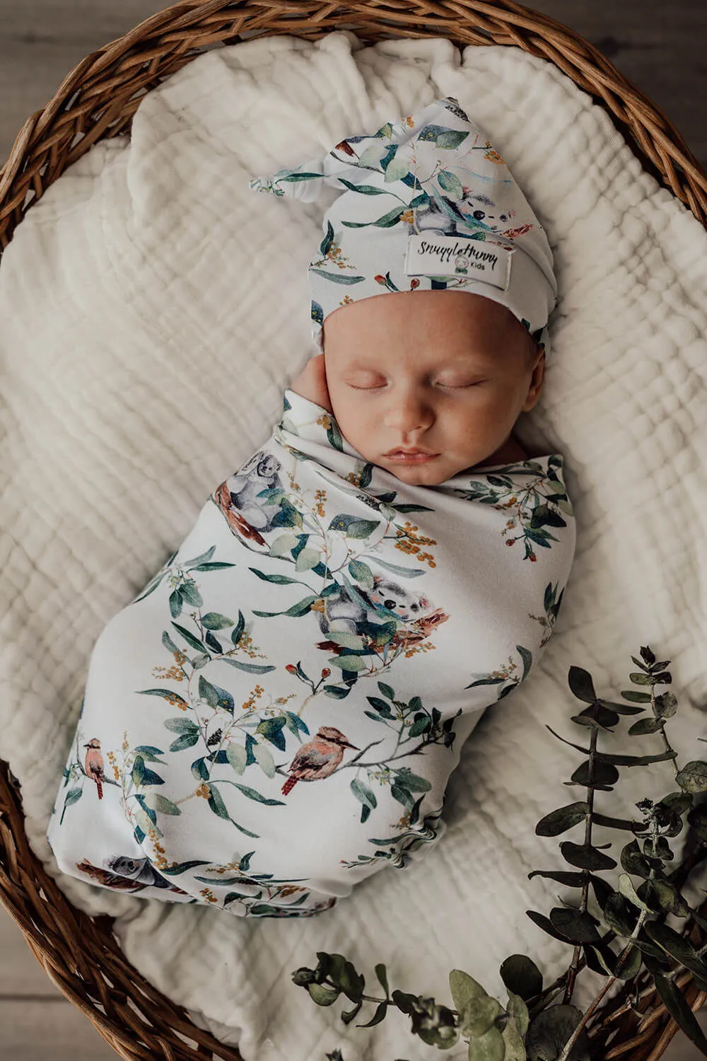 Snuggle Hunny Kids Snuggle Swaddle & Beanie Set - Eucalypt