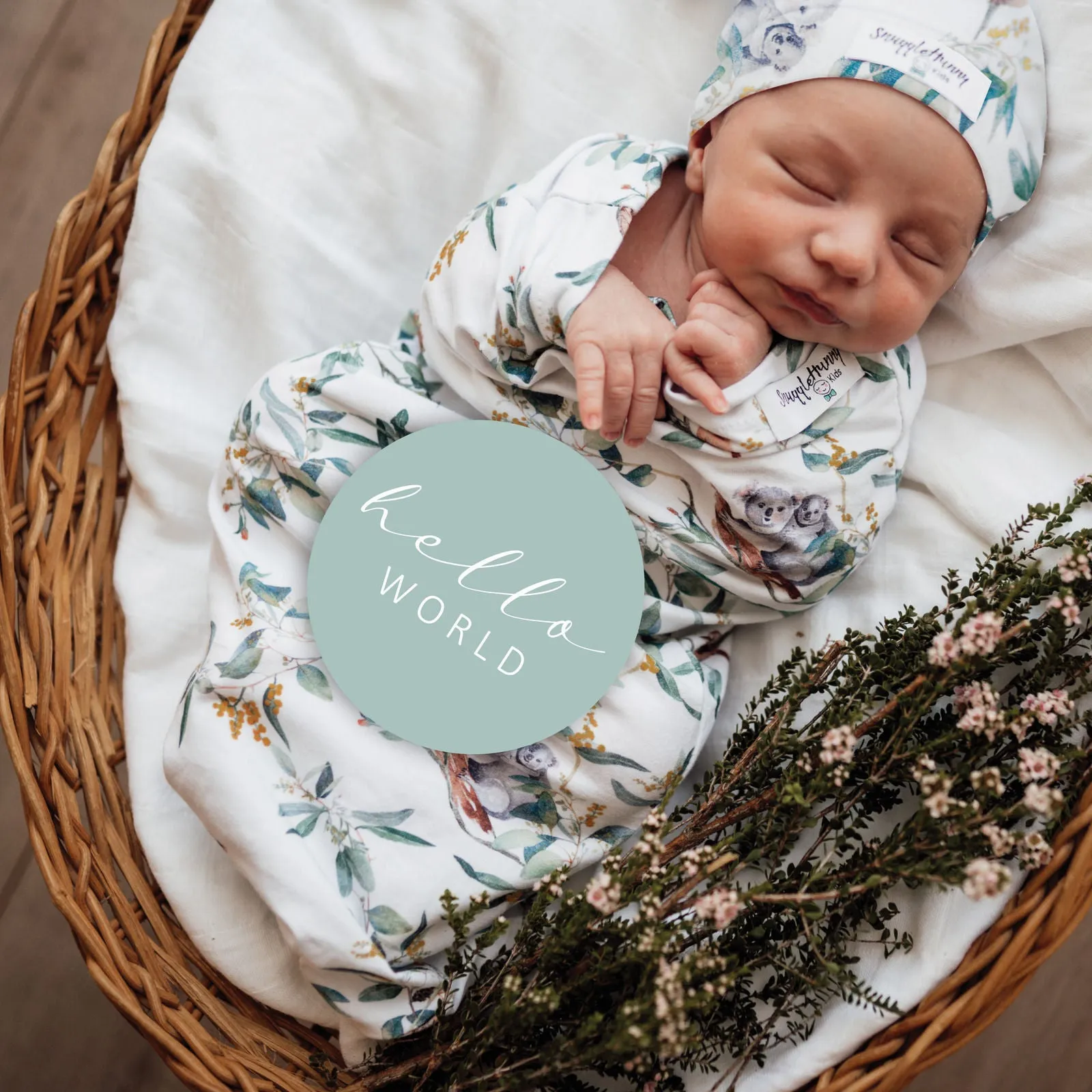 Snuggle Hunny Kids Snuggle Swaddle & Beanie Set - Eucalypt