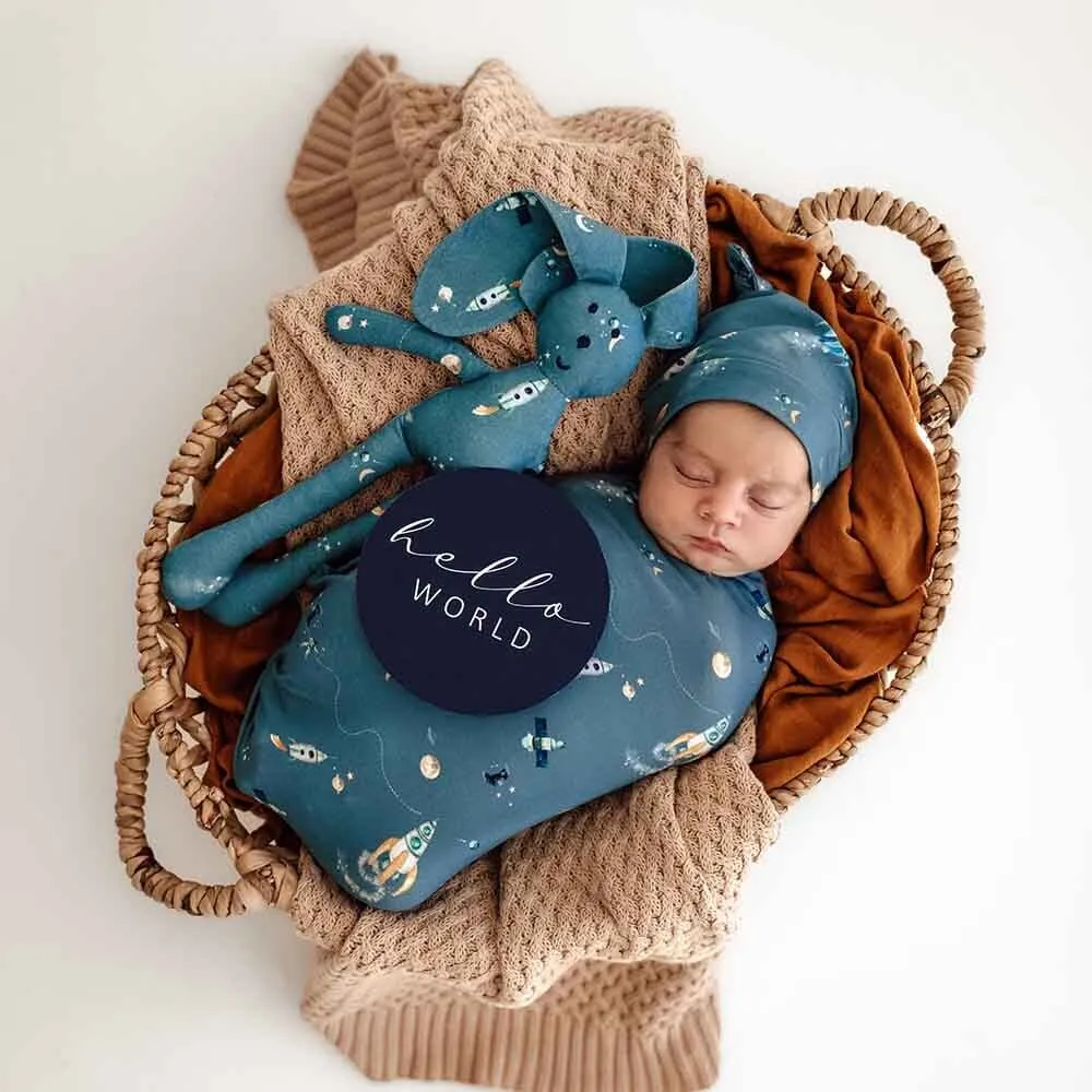 Snuggle Hunny - Organic Snuggle Swaddle Sack & Beanie Set - Rocket