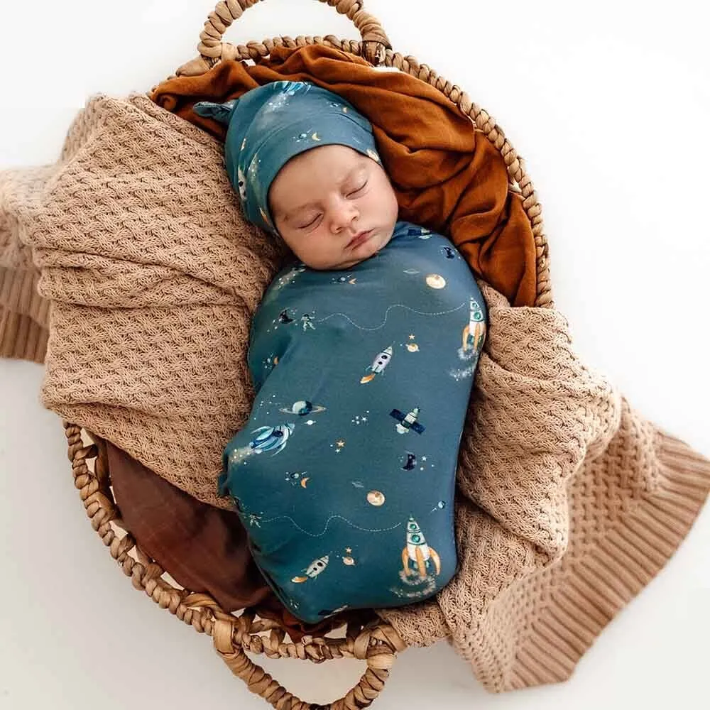 Snuggle Hunny - Organic Snuggle Swaddle Sack & Beanie Set - Rocket