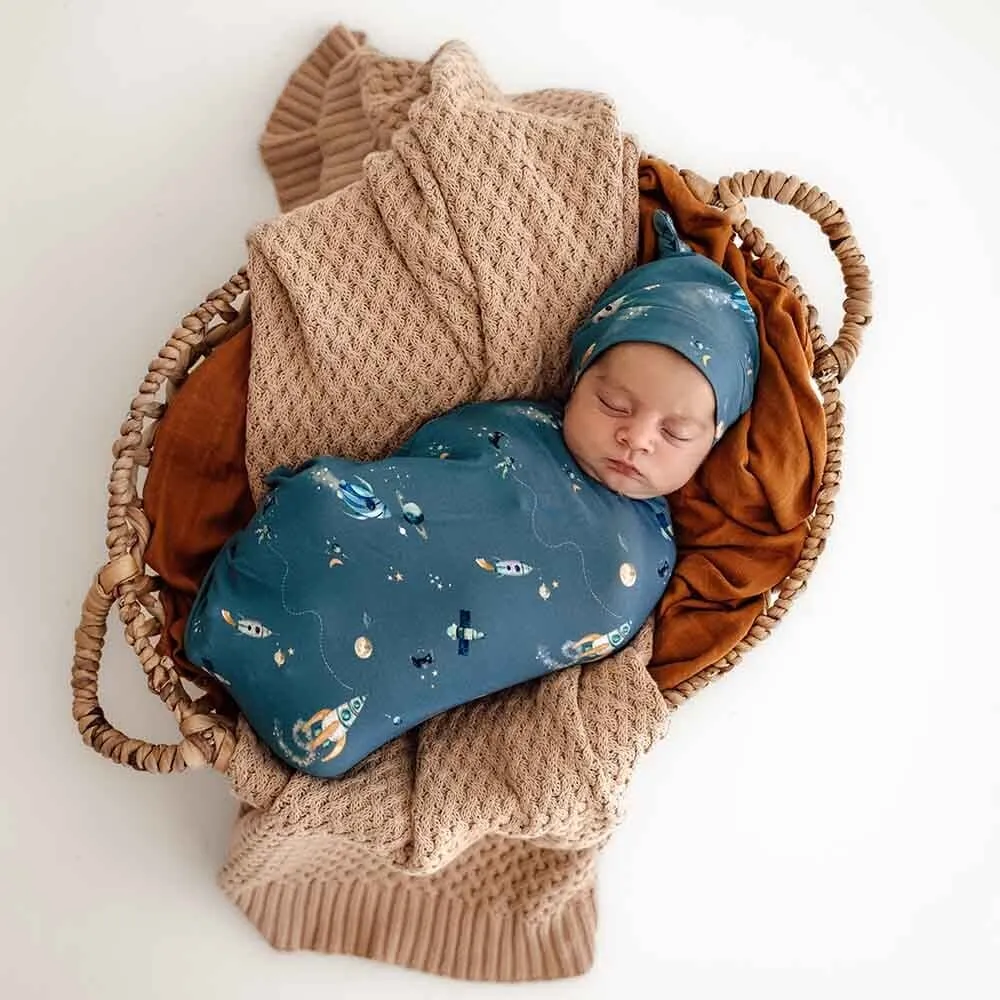 Snuggle Hunny - Organic Snuggle Swaddle Sack & Beanie Set - Rocket