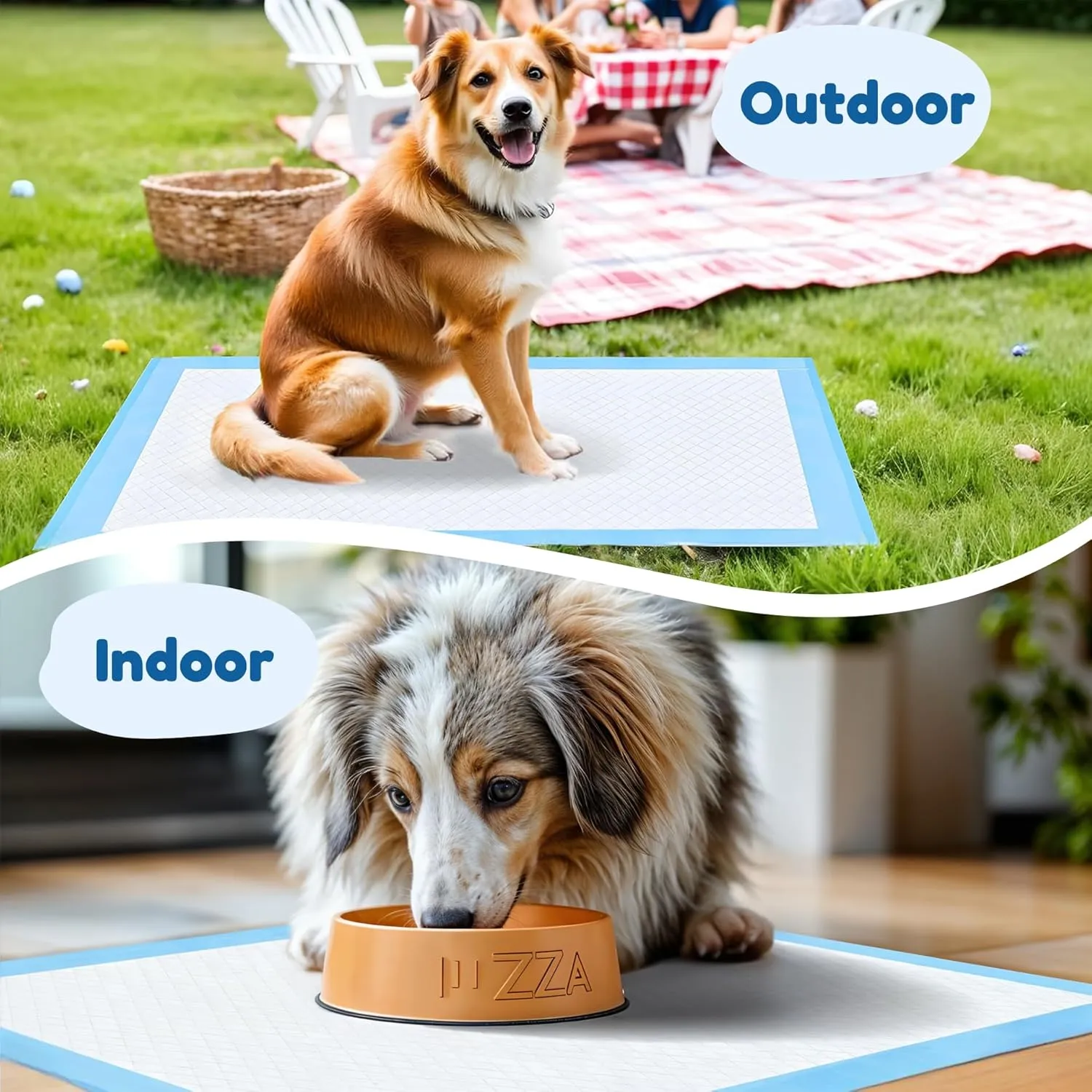 Super Absorbent Waterproof Dog and Puppy Pet Training Pad, Housebreaking Pet Pad, 50-Count Extra Middle-Size, 28X34, Blue