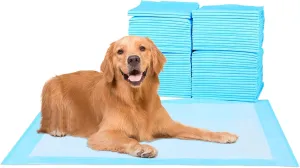 Super Absorbent Waterproof Dog and Puppy Pet Training Pad, Housebreaking Pet Pad, 50-Count Extra Middle-Size, 28X34, Blue