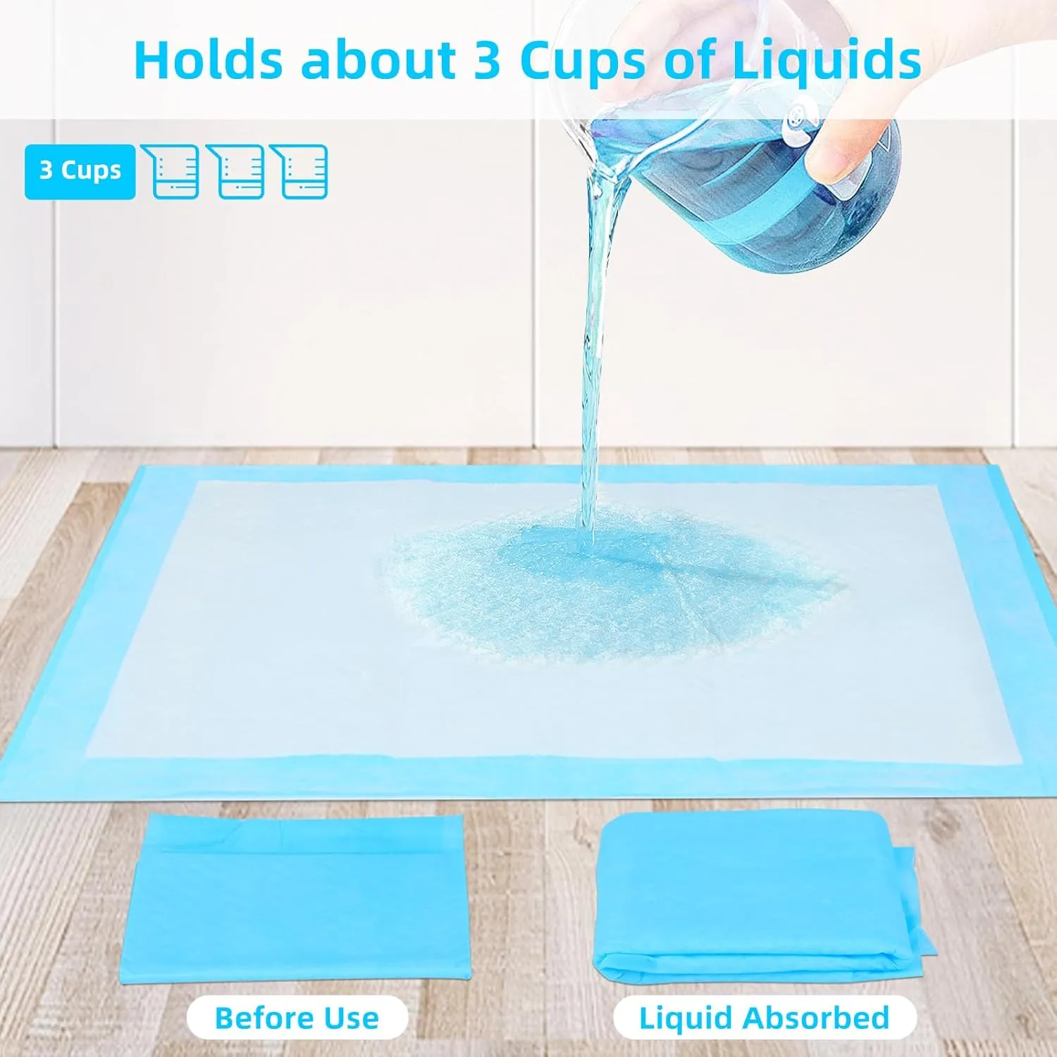 Super Absorbent Waterproof Dog and Puppy Pet Training Pad, Housebreaking Pet Pad, 50-Count Extra Middle-Size, 28X34, Blue