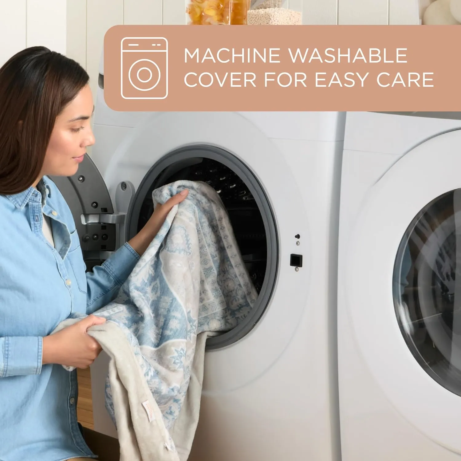 TOWN & COUNTRY EVERYDAY CuddleTown Medallion Everwash Pillow Pet Bed, Water Repellent Floor Pillow, Machine Washable Cover, Soft & Calming, Blue/Greige, Medium 36"x28"x4"