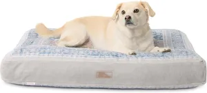 TOWN & COUNTRY EVERYDAY CuddleTown Medallion Everwash Pillow Pet Bed, Water Repellent Floor Pillow, Machine Washable Cover, Soft & Calming, Blue/Greige, Medium 36"x28"x4"