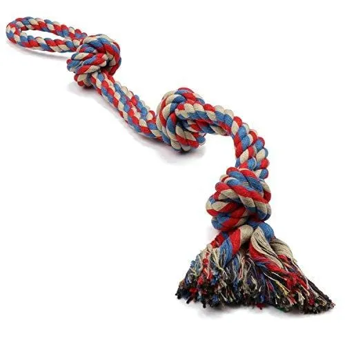 XL DOG ROPE TOYS FOR AGGRESSIVE CHEWERS - LARGE DOG BALL FOR LARGE AND MEDIUM DOGS - BENEFITS NON-PROFIT DOG RESCUE - LARGE FLOSS ROPE FOR DOGS DENTAL HEALTH - 100% COTTON ROPE TOY FOR LARGE DOGS