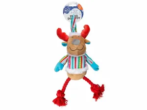 Xmas pluche reindeer rope legs 27x10x6cm Multicolour